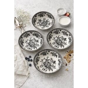 Royal Stafford Asiatic Pheasants Black Coupe Bowl Set of 4 – 6.75" NOS